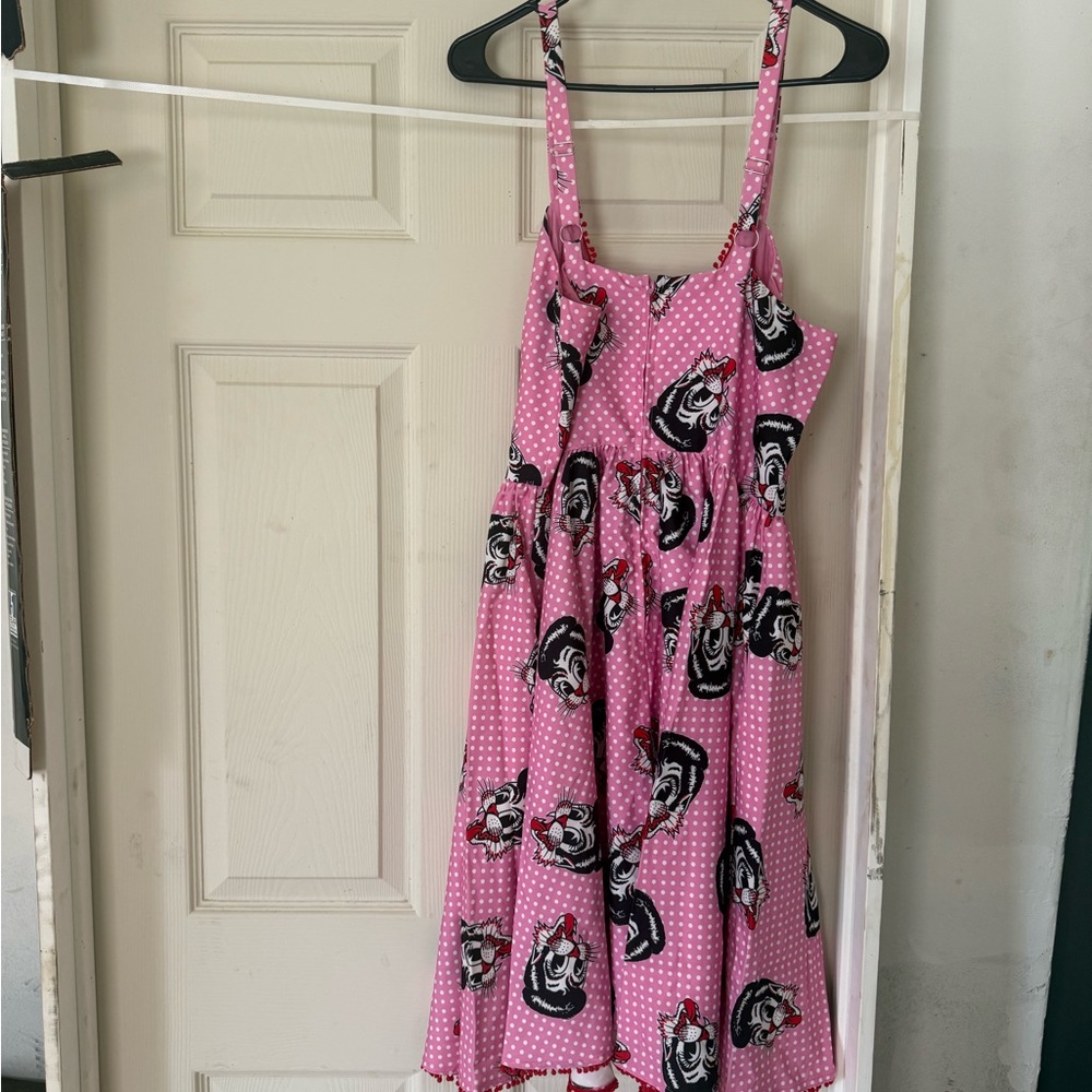 Pink Polka Dot Kids Dress with Fun Print